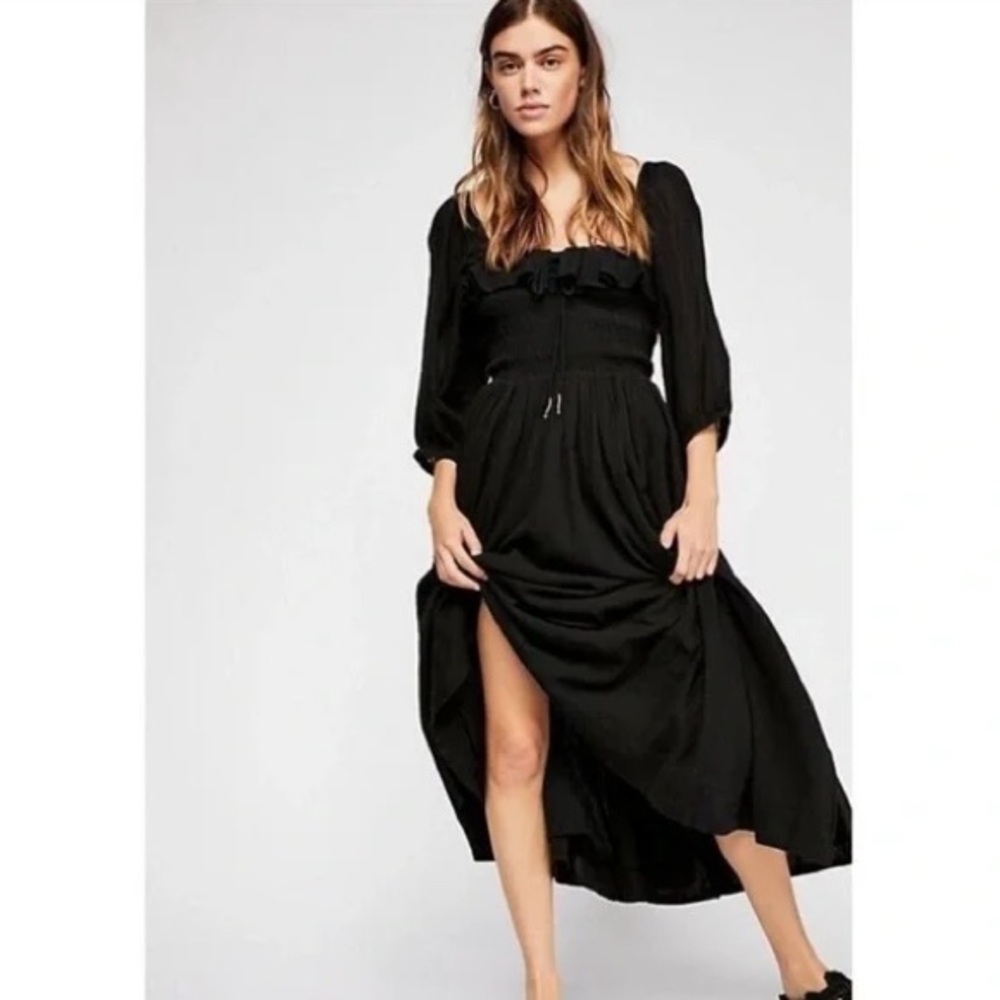 Free people oasis midi dress black